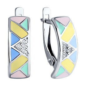 Серьги SOKOLOV - Серебро 925, Фианит, Эмаль (арт. 94022283)