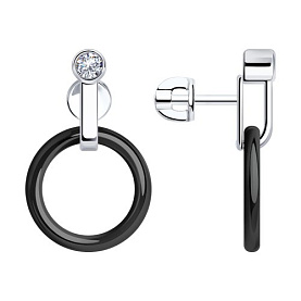 Серьги Diamant - Серебро 925, Керамика, Фианит (арт. 94-122-01280-1)