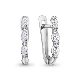 Серьги Аквамарин - Серебро 925, Фианит (арт. 400444.5)