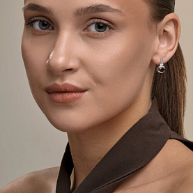 Серьги SOKOLOV - Серебро 925, Гранат, Фианит (арт. 92025366)