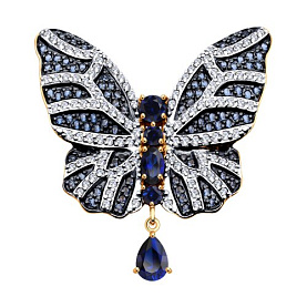 Кольцо SOKOLOV - Золото 585, Синтетический сапфир , Фианит (арт. 716358)