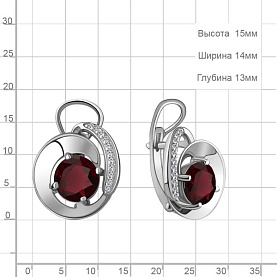 Серьги Аквамарин - Серебро 925, Гранат, Фианит (арт. 4487203А.5)