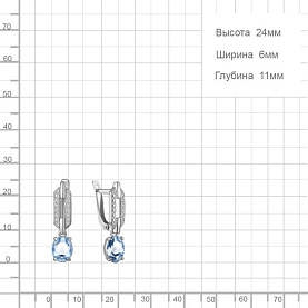 Серьги Аквамарин - Серебро 925, Топаз, Фианит (арт. 45017005А.5)