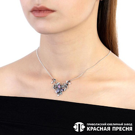 Колье Красная пресня - Серебро 925, Фианит (арт. 4382564)