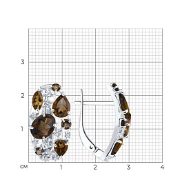 Серьги SOKOLOV - Серебро 925, Раухтопаз, Фианит (арт. 92020229)