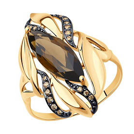 Кольцо SOKOLOV - Золото 375, Раухтопаз, Фианит (арт. 37714800)