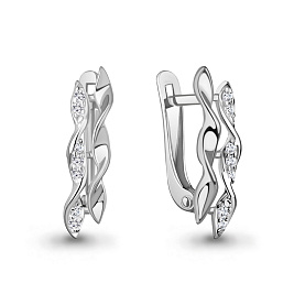 Серьги Аквамарин - Серебро 925, Фианит (арт. 400999А.5)