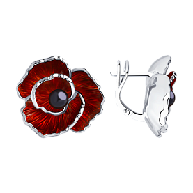 Серьги SOKOLOV - Серебро 925, Жемчуг имитация, Эмаль (арт. 94023778)