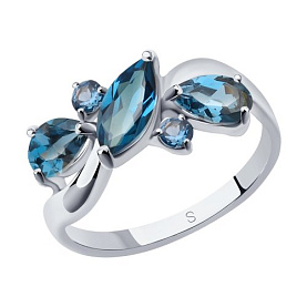 Кольцо SOKOLOV - Серебро 925, Топаз лондон (арт. 92011657)