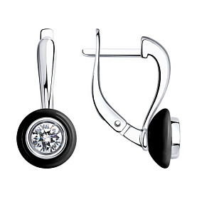 Серьги SOKOLOV - Серебро 925, Керамика, Фианит (арт. 94025735)