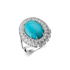 Кольцо Дар - Серебро 925, Бирюза, Фианит (арт. К-5050рк43800)