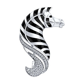 Брошь Diamant - Серебро 925, Фианит, Эмаль (арт. 94-140-00039-1)