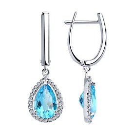 Серьги SOKOLOV - Серебро 925, Топаз, Фианит (арт. 92023119)