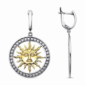 Серьги Красная пресня - Серебро 925, Фианит (арт. 3387150-1)