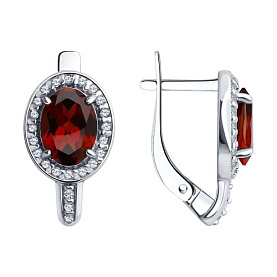 Серьги SOKOLOV - Серебро 925, Гранат, Фианит (арт. 92022750)
