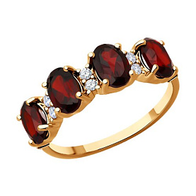 Кольцо SOKOLOV - Серебро 925, Гранат, Фианит (арт. 92014548)