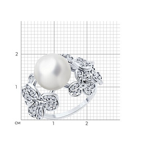 Кольцо SOKOLOV - Серебро 925, Жемчуг синтетический, Фианит (арт. 94013903)
