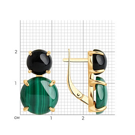 Серьги SOKOLOV - Серебро 925, Агат, Малахит (арт. 83020096)