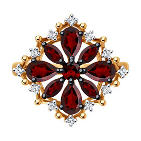 Кольцо Diamant - Золото 585, Гранат, Фианит (арт. 51-310-02484-1)
