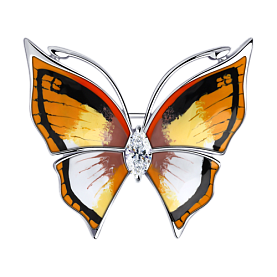 Брошь SOKOLOV - Серебро 925, Фианит, Эмаль (арт. 94040194)