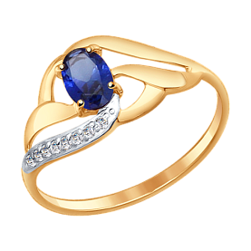 Кольцо SOKOLOV - Золото 375, Синтетический сапфир , Фианит (арт. 37714648)