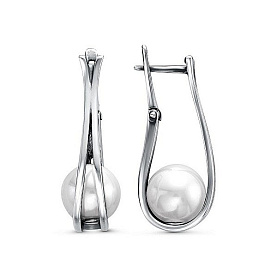 Серьги Красная пресня - Серебро 925, Жемчуг имитация (арт. 33613698)