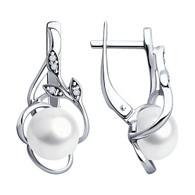 Серьги SOKOLOV - Серебро 925, Жемчуг культивированный, Фианит (арт. 92022999)