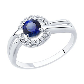 Кольцо Diamant - Серебро 925, Синтетический сапфир , Фианит (арт. 94-310-00462-1)