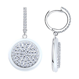 Серьги SOKOLOV - Серебро 925, Керамика, Фианит (арт. 94026914)