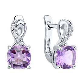 Серьги SOKOLOV - Серебро 925, Аметист, Фианит (арт. 92023147)