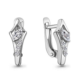 Серьги Аквамарин - Серебро 925, Фианит (арт. 49414А.5)