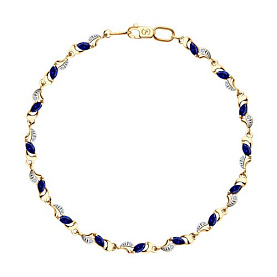 Браслет SOKOLOV - Золото 585, Синтетический сапфир , Фианит (арт. 750240)