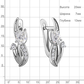 Серьги Аквамарин - Серебро 925, Фианит (арт. 400176А.5)