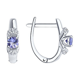 Серьги SOKOLOV - Серебро 925, Танзанит, Фианит (арт. 92025271)
