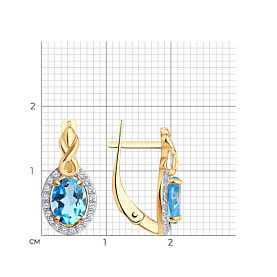 Серьги SOKOLOV - Золото 375, Топаз, Фианит (арт. 37725358)