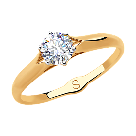 Кольцо SOKOLOV - Золото 375, Фианит (арт. 018191-4)