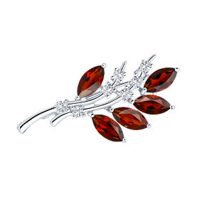 Брошь SOKOLOV - Серебро 925, Гранат, Фианит (арт. 92040010)