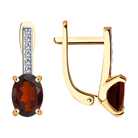 Серьги SOKOLOV - Золото 585, Гранат, Фианит (арт. 727898)