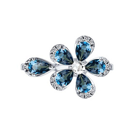 Кольцо SOKOLOV - Золото 585, Горный хрусталь, Топаз лондон, Фианит (арт. 717359-3)