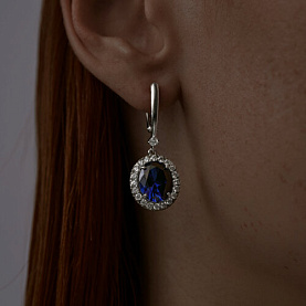 Серьги SOKOLOV - Серебро 925, Синтетический сапфир , Фианит (арт. 88020069)