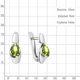 Серьги Аквамарин - Серебро 925, Хризолит (арт. 4738307.5)