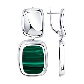 Серьги SOKOLOV - Серебро 925, Синтетический малахит (арт. 83020141)