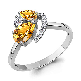 Кольцо Аквамарин - Серебро 925, Фианит, Цитрин (арт. 6984006А.5)