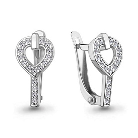 Серьги Аквамарин - Серебро 925, Фианит (арт. 400978А.5)