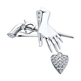 Брошь SOKOLOV - Серебро 925, Фианит (арт. 94040309)