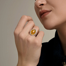 Кольцо SOKOLOV - Серебро 925, Янтарь (арт. 83010305)