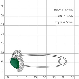 Булавка Аквамарин - Серебро 925, Агат, Фианит (арт. 7749909А.5)