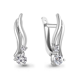 Серьги Аквамарин - Серебро 925, Фианит (арт. 450052А.5)