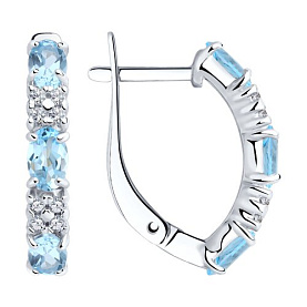 Серьги SOKOLOV - Серебро 925, Топаз, Фианит (арт. 92021430)