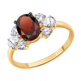 Кольцо SOKOLOV - Серебро 925, Гранат, Фианит (арт. 92014663)